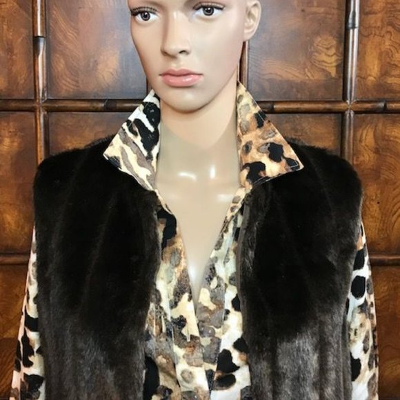 NWOT Mocha Faux Mink Fur Vest - Picture 7 of 15